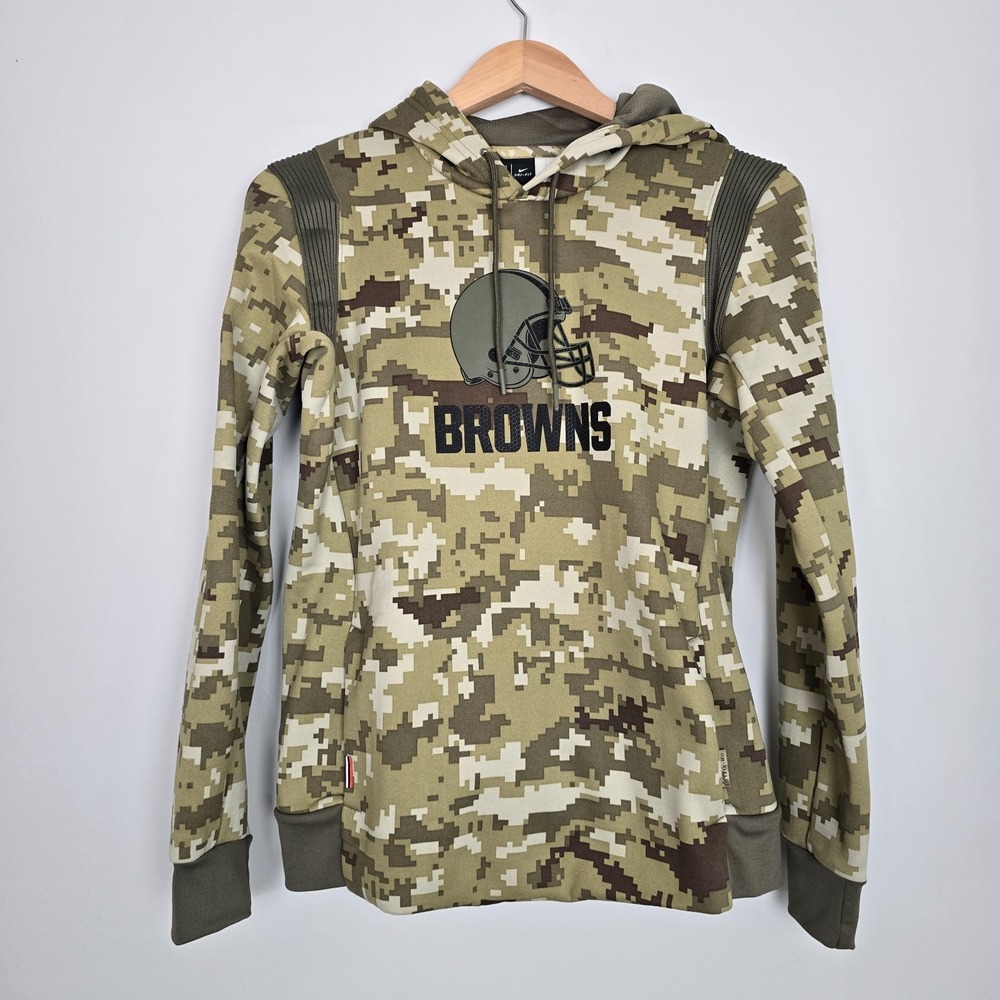 Nike Cleveland Browns NFL On Field Camo Dri-Fit Pullover‎ Hoodie Size Small Mens
